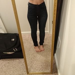 AEO super high rise dark wash skinny jeans